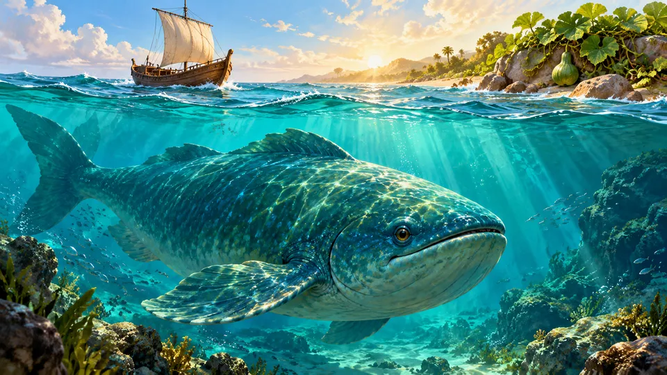 Illustration for the story “Prophet Yunus and the Great Fish”