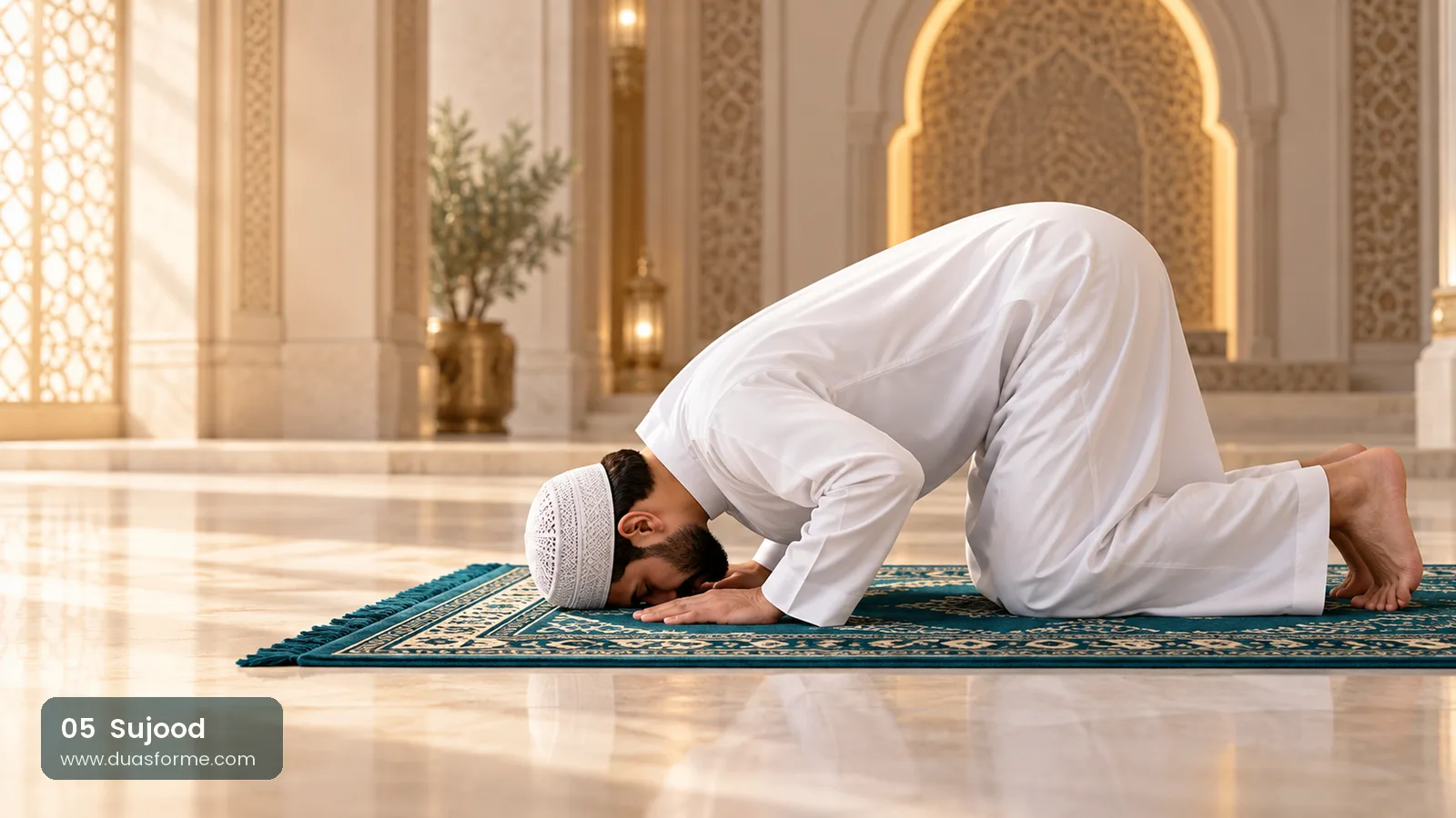 A learner in sujood on a prayer mat